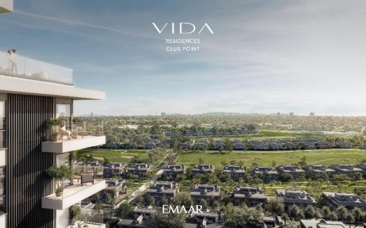 Luxury apartments at Vida Residences Club Point overlooking Dubai Hills Golf Course